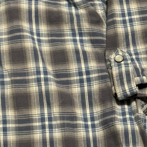 Roebuck & Co Mens XL Blue Gray Plaid Western Pearl Snap Shirt 100% Cotton - Picture 6 of 11